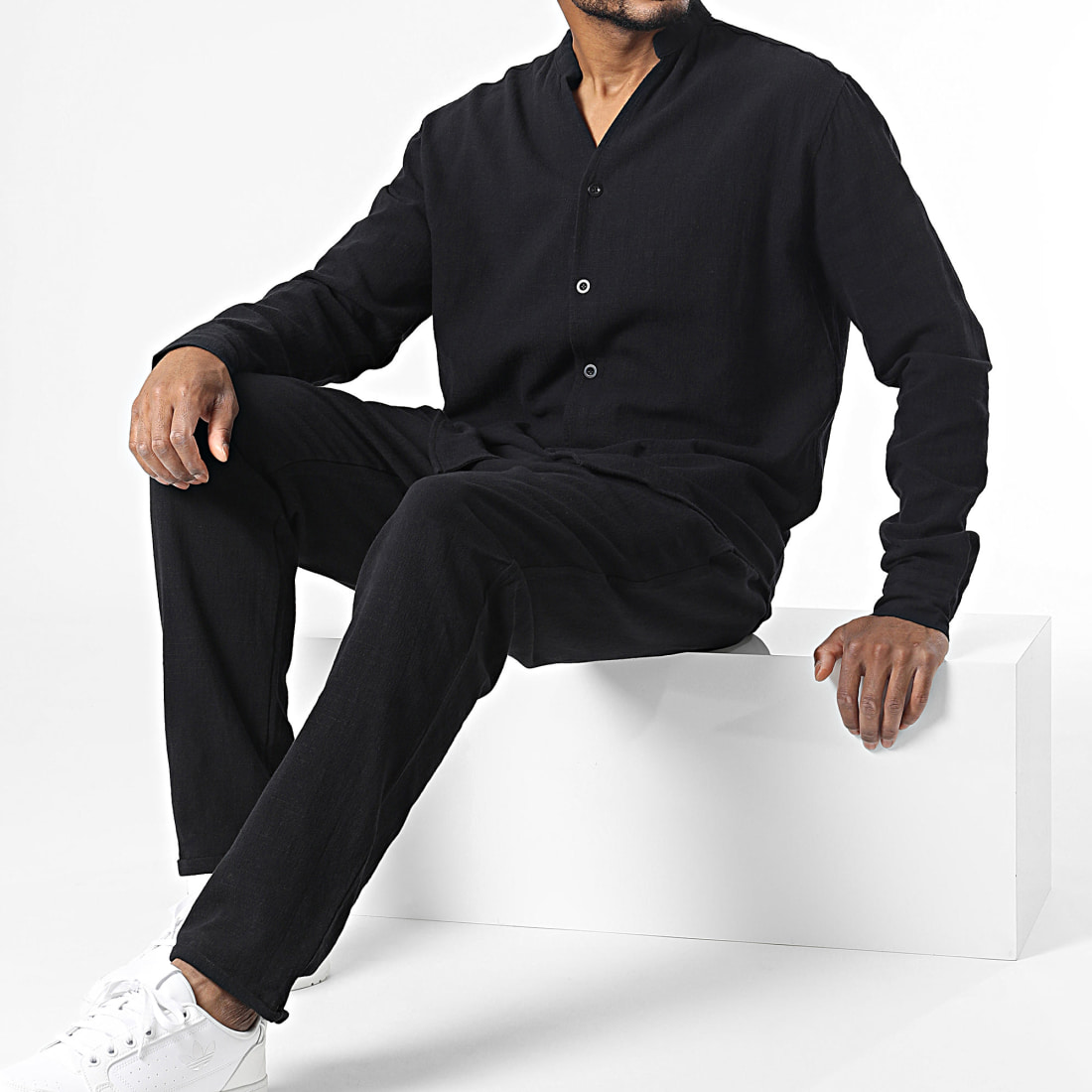 Frilivin Ensemble Chemises Manches Longues Et Pantalon Noir