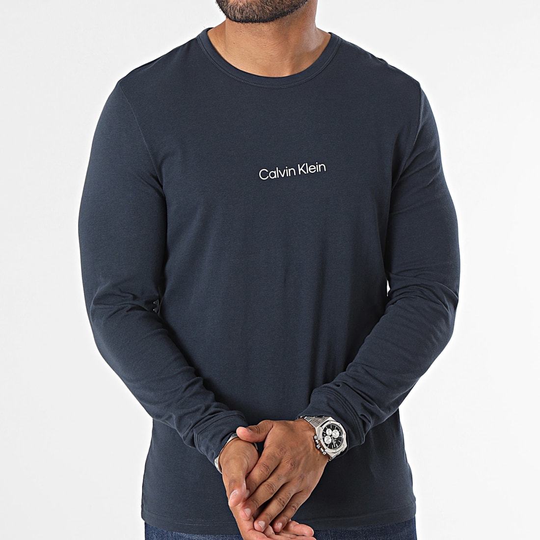 Calvin Klein Tee Shirt Manches Longues NM2171E Bleu Marine