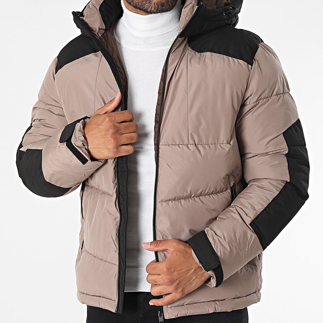 Jack And Jones Doudoune Capuche Cootis Beige Noir