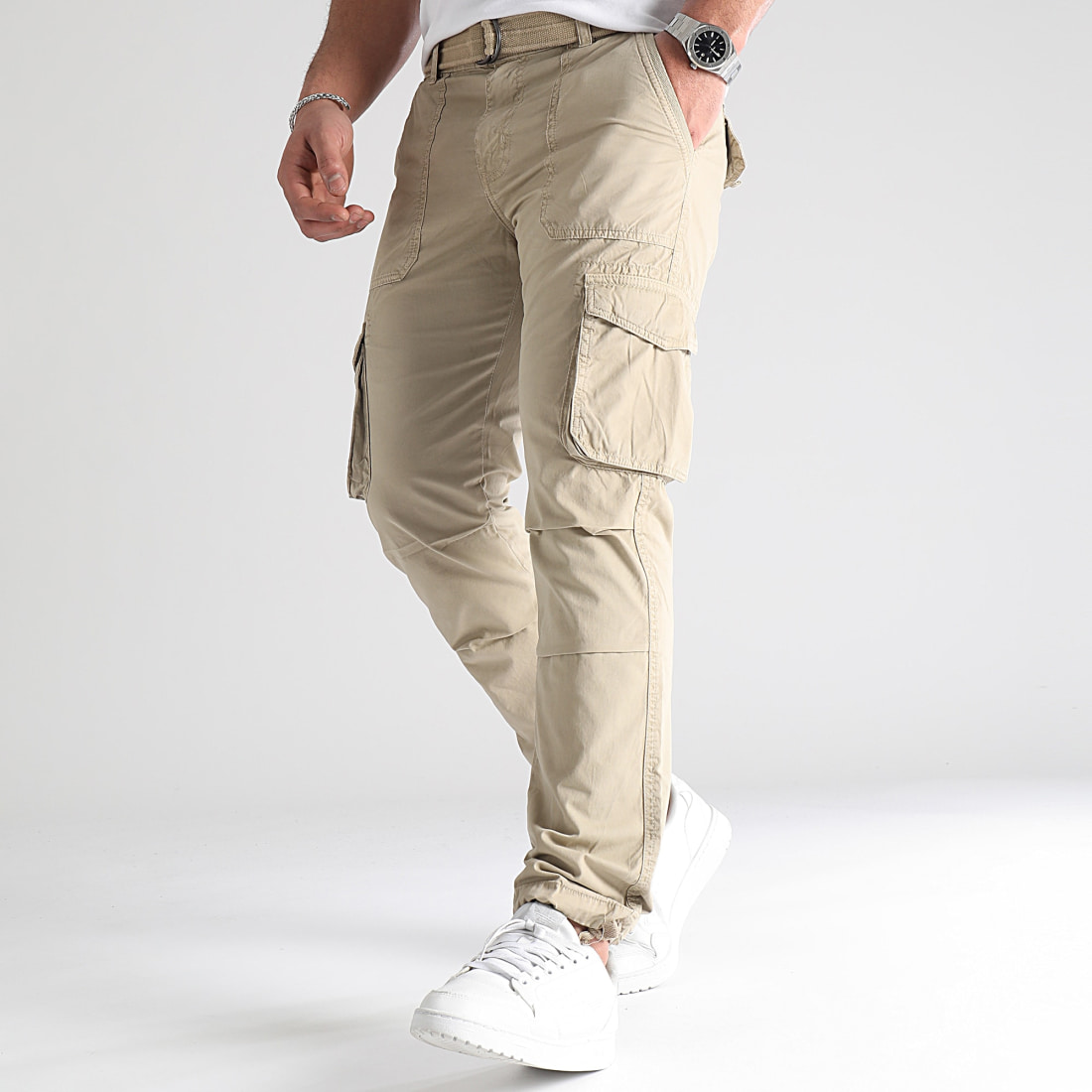 Pantalon cargo avec ceinture clearance