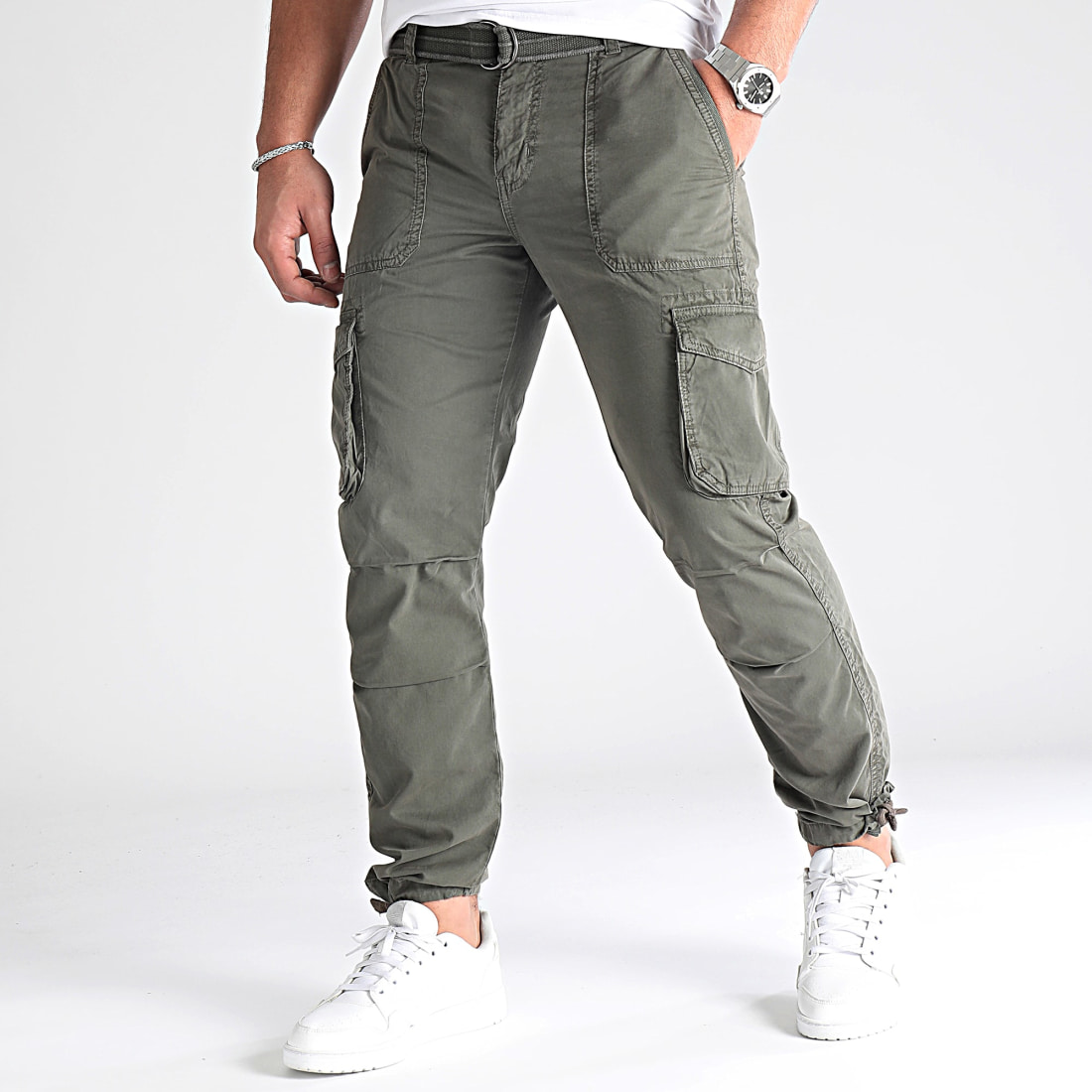 LBO Pantalon Cargo Avec Ceinture 0443 Gris Anthracite