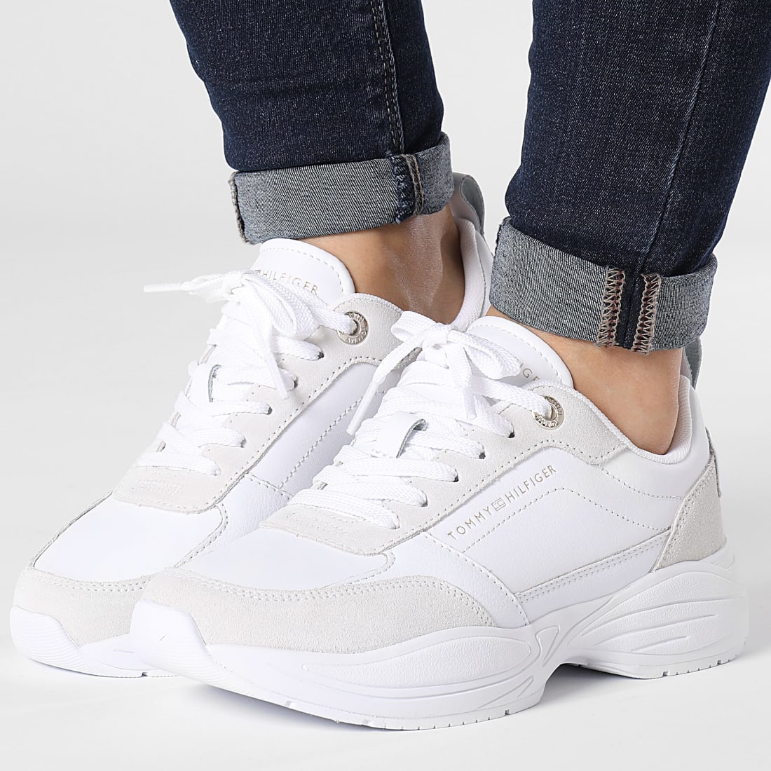 Tommy Hilfiger Baskets Femme Essential Leather Runner 7587 White