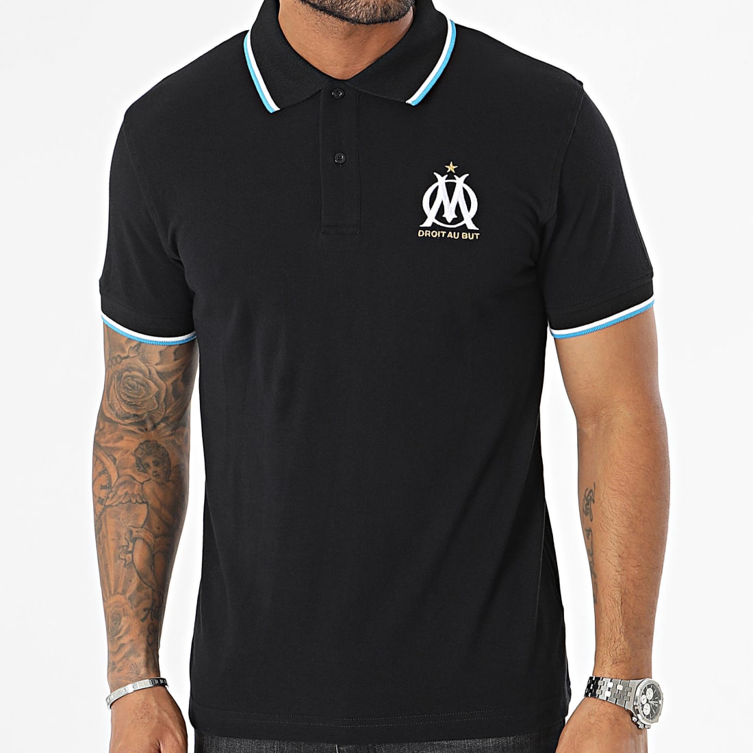 OM Polo Manches Courtes Fan M23010C Noir LaBoutiqueOfficielle