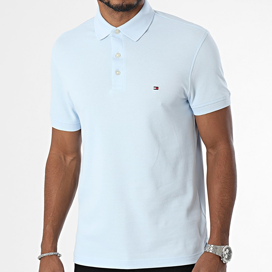 Tommy Hilfiger Polo Manches Courtes Slim 1985 7771 Bleu Ciel