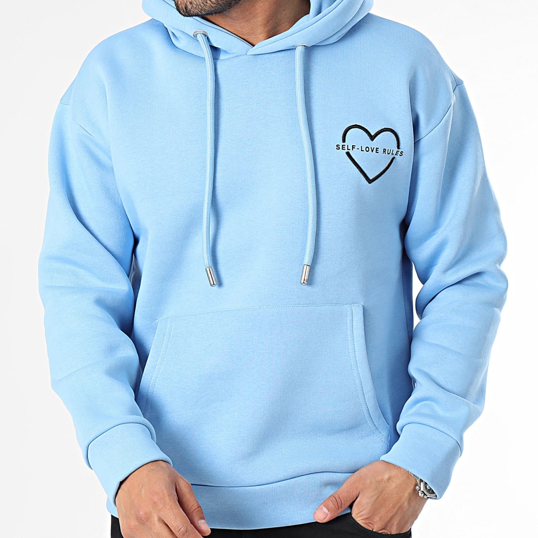 Pull a capuche bleu ciel outlet