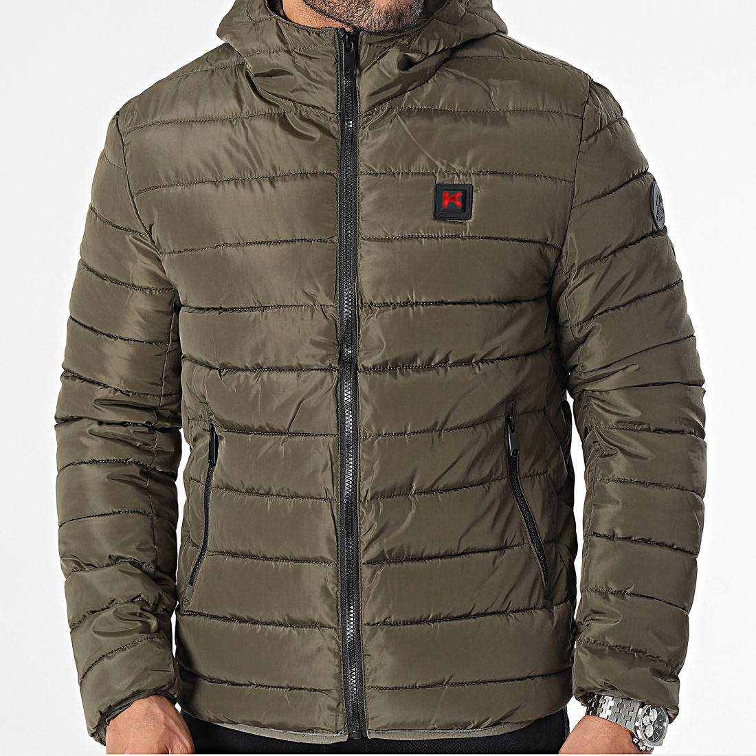 Kymaxx Doudoune Chauffante Capuche Vert Kaki