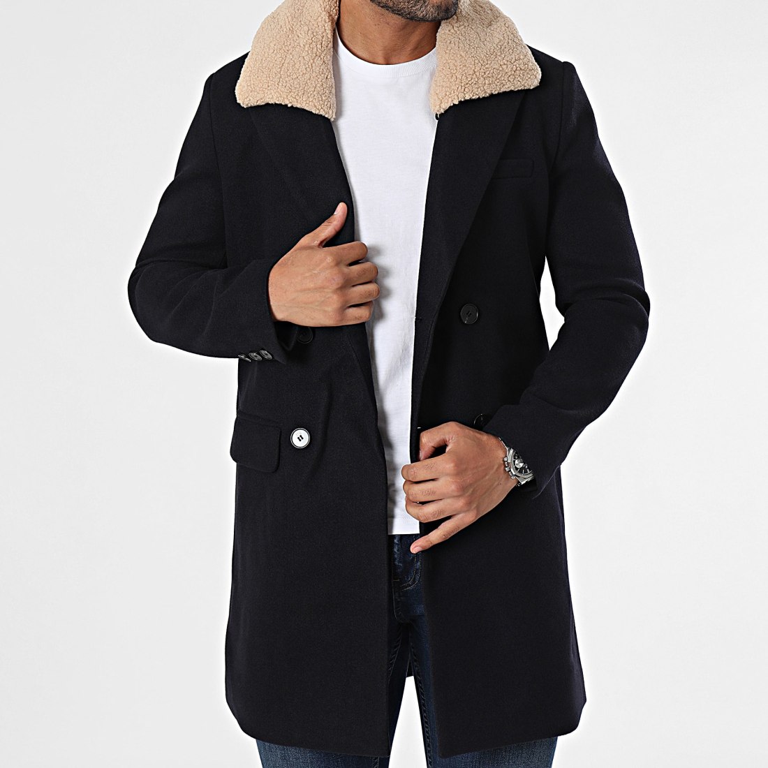 Manteau mouton bleu deals