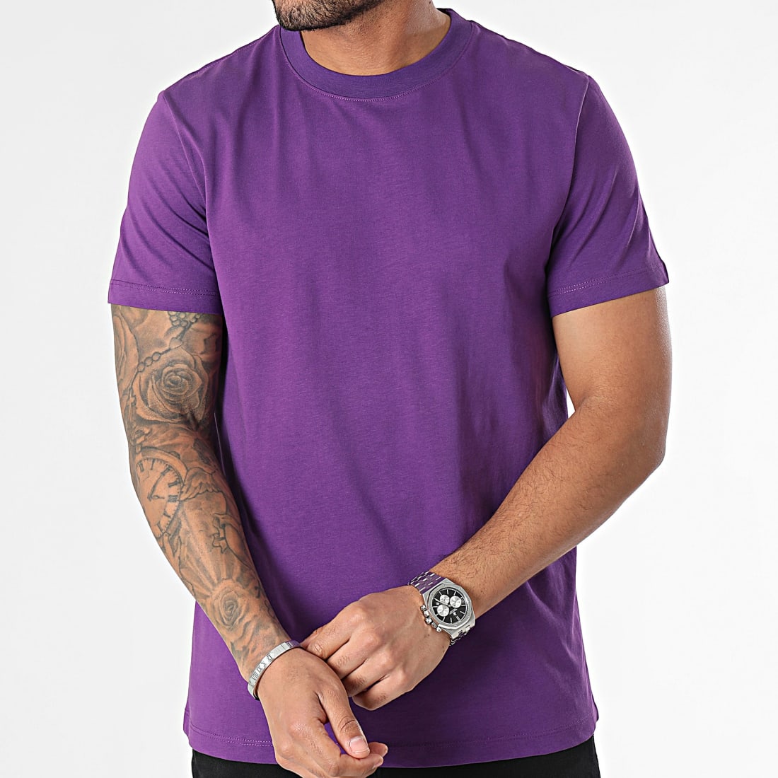 Black Industry Tee Shirt Col Rond Violet