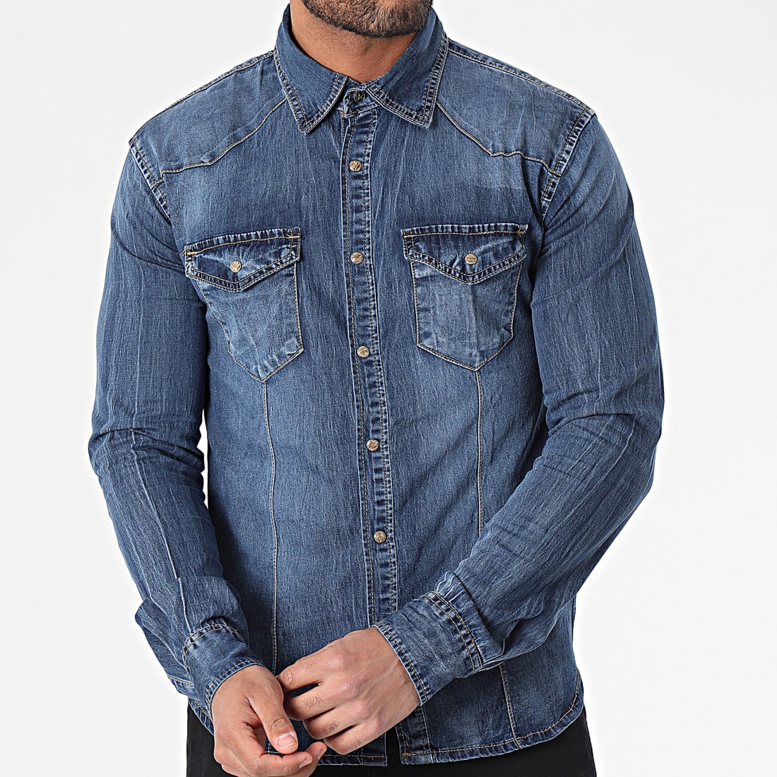 Jean gris best sale chemise bleu