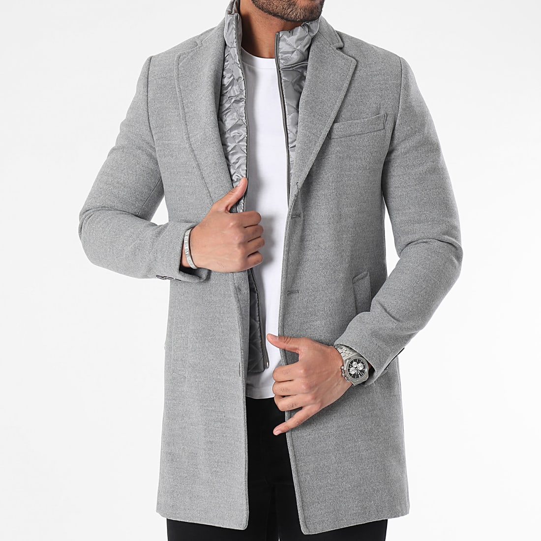 Manteau gris chiné sales