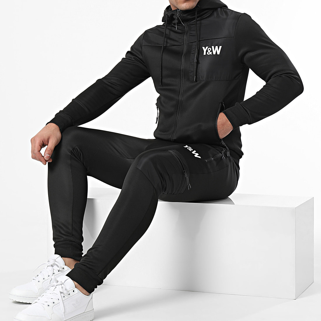 Y et W Ensemble Veste Zipp e Et Pantalon Jogging BBC Noir