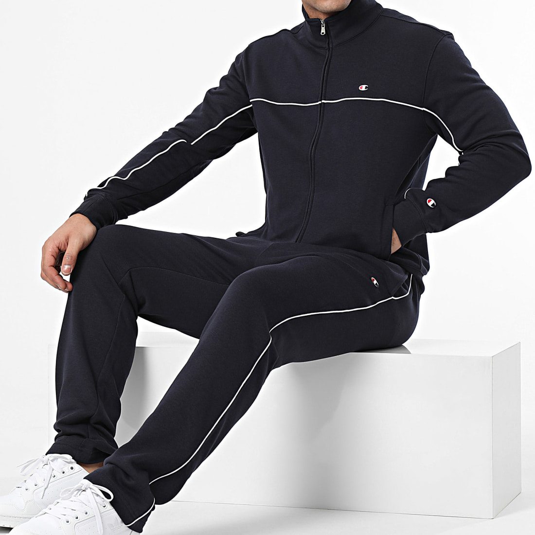 Champion Ensemble Sweat Zipp Et Pantalon Jogging 219942 Bleu