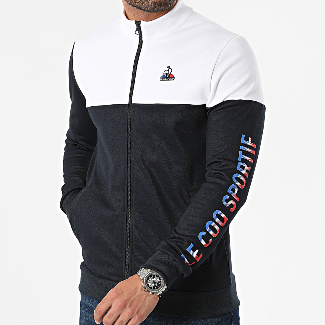 Le Coq Sportif Veste Zipp e New Optica 2410208 Blanc Bleu Marine