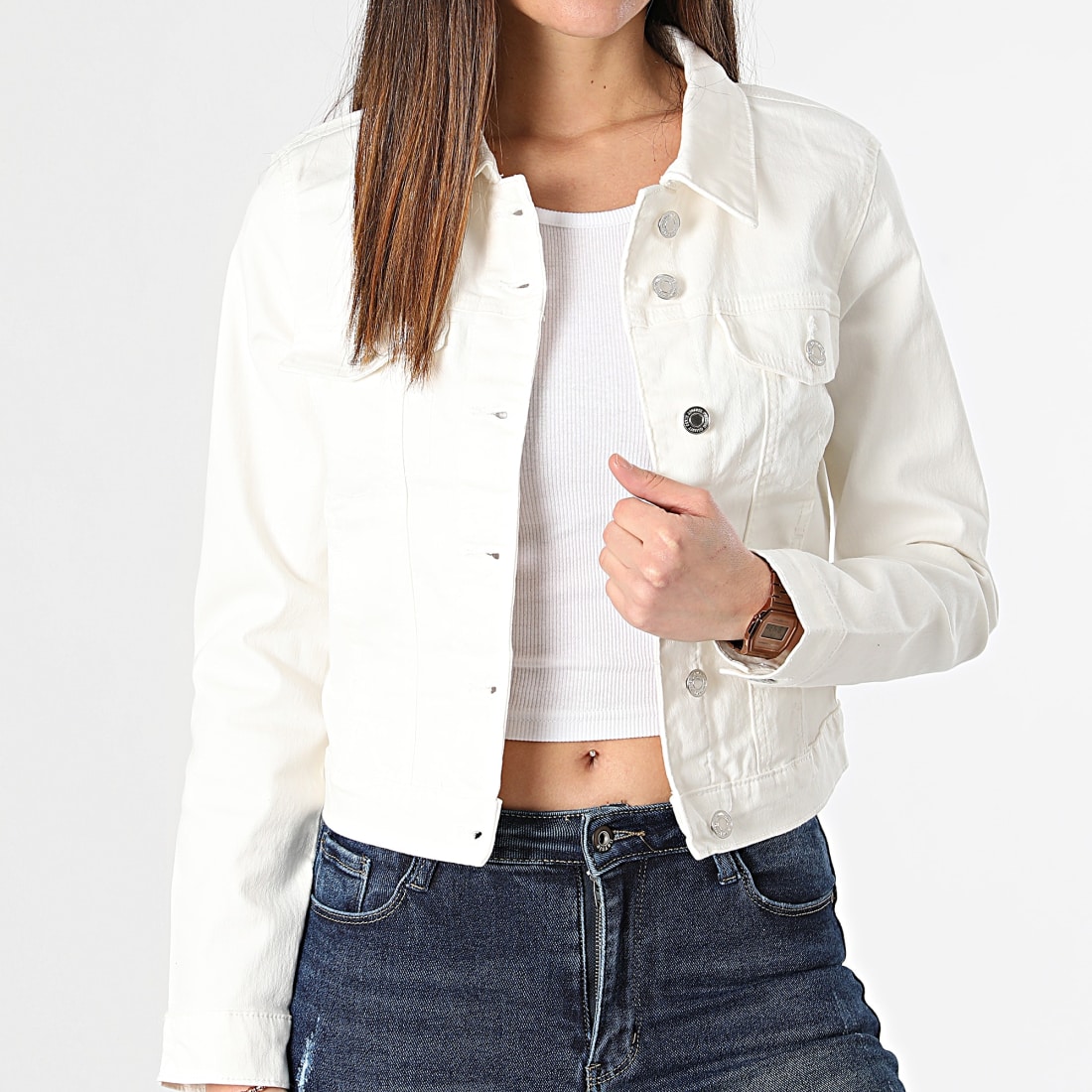 Veste blanche en on sale jean femme