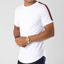 LBO - Tee Shirt Oversize Avec Bandes Noir Et Rouge 454 Blanc