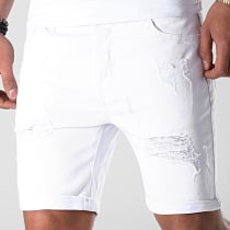 LBO - Short Jean Avec Dechirures LB054-B09 Blanc
