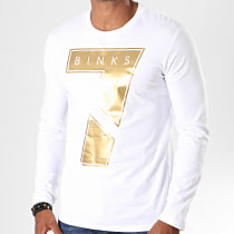 7 Binks - Tee Shirt Manches Longues Seven Blanc Doré