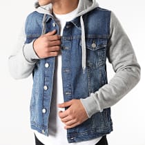 Classic Series - Veste Jean Capuche AF-1945 Bleu Denim Gris Chiné