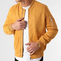 Frilivin - Veste Bomber Suédine Jaune Moutarde