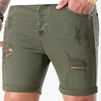 LBO - Short Jean Avec Dechirures B156PE21 Vert Kaki