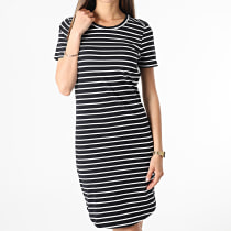 Noisy May - Robe Tee Shirt Femme A Rayures Simma Noir Blanc