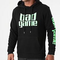 Zesau - Sweat Capuche Bad Game Noir Vert Fluo