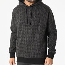 Calvin Klein - Sweat Capuche Comfort Allover Logo 8448 Noir