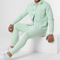 Frilivin - Ensemble Veste En Jean Et Jean VJ391 Vert Clair