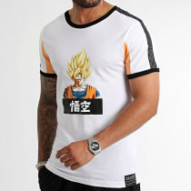 Dragon Ball Z - Tee Shirt A Bandes Saiyan Goku Blanc