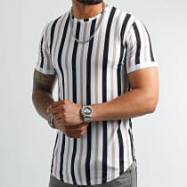 LBO - Tee Shirt Oversize A Rayures 2495 Noir Blanc Beige