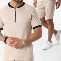 MTX - Ensemble Tee Shirt Col Zippé Short Jogging C5845-C8153 Beige