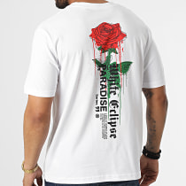 Luxury Lovers - Tee Shirt Oversize Large Paradise Red Roses Blanc