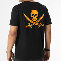 Zesau - Tee Shirt Pirate Bad Game Noir Orange Fluo
