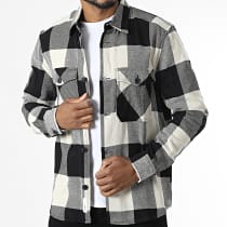 Only And Sons - Surchemise Manches Longues Milo Carreaux Beige Noir
