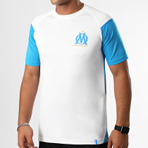 OM - Tee Shirt De Sport Blanc Bleu Clair