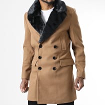 Frilivin - Manteau Col Fourrure Camel