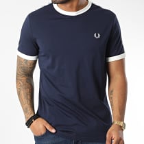 Fred Perry - Tee Shirt A Bandes Taped Bleu Marine