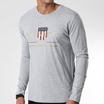 Gant - Tee Shirt Manches Longues Archive Shield Gris Chiné