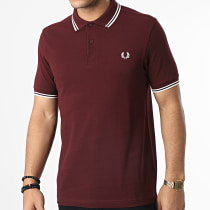 Fred Perry - Polo Manches Courtes Twin Tipped M3600 Bordeaux Blanc