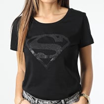 DC Comics - Tee Shirt Femme Glitter Logo Noir