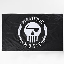 Piraterie Music - Drapeau Logo Flag Noir Blanc