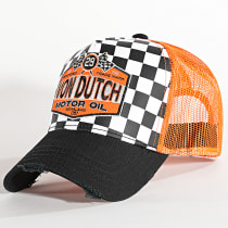 Von Dutch - Casquette Trucker Motor Oil Noir Orange