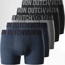 Von Dutch - Lot De 5 Boxers Basic Bleu Marine Gris Noir