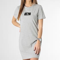 Calvin Klein - Robe Tee Shirt Loungewear Femme QS6944E Gris Chiné
