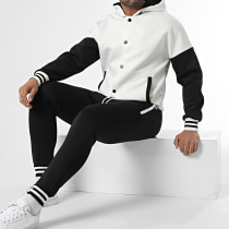 MTX - Ensemble Veste Teddy Capuche Et Pantalon Jogging Blanc Noir