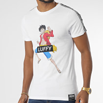 One Piece - Tee Shirt A Bandes Luffy Blanc