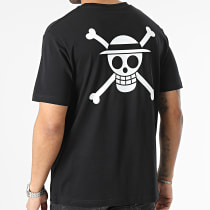 One Piece - Tee Shirt Oversize Large Mugiwara Logo Noir Blanc