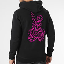 Sale Môme Paris - Sweat Capuche Lapin Diamanté Noir Rose Fluo
