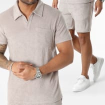 Frilivin - Ensemble Polo Manches Courtes Et Short Jogging Beige Taupe