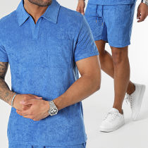 Frilivin - Ensemble Polo Manches Courtes Et Short Jogging Bleu Roi